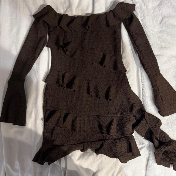 Princess Polly Chocolate One-Shoulder Dress - Picture 2 of 4